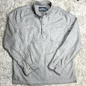 The Nutter Chubbies Men's Flannel Pullover Shirt Lone Sleeve Pocket Gray Sz XL